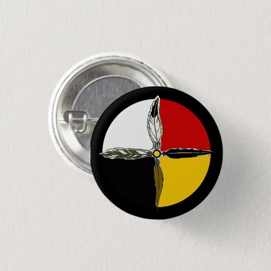 Medicine Wheel Cross Native Amerikaanse Button Pin (Voorkant /achterkant)