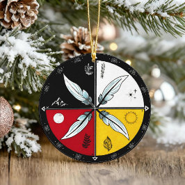 Medicine Wheel Mandala Rond Inheems Keramisch Ornament