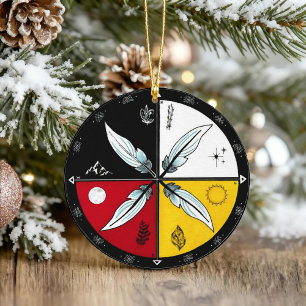 Medicine Wheel Mandala Rond Inheems Keramisch Ornament