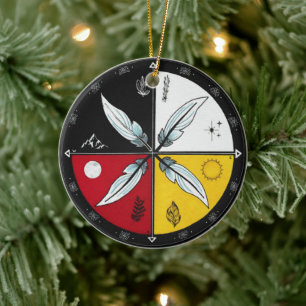 Medicine Wheel Mandala Rond Inheems Keramisch Ornament