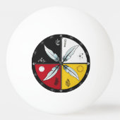 Medicine Wheel Mandala Rond Inheems Pingpongbal (Voorkant)