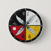 Medicine Wheel Mandala Rond Inheems Ronde Button 5,7 Cm (Voorkant)