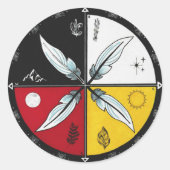 Medicine Wheel Mandala Rond Inheems Ronde Sticker (Voorkant)