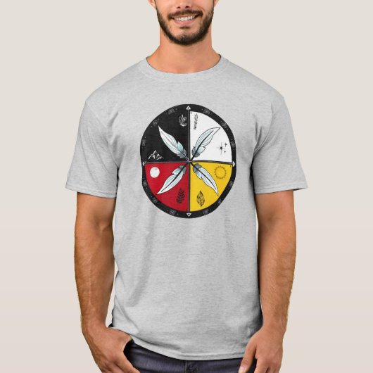 Medicine Wheel Mandala Rond Inheems T-shirt (Voorkant)