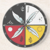 Medicine Wheel Mandala Rond Inheems Zandsteen Onderzetter (Voorkant)