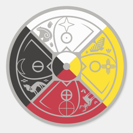 Medicine Wheel Ronde Sticker (Voorkant)