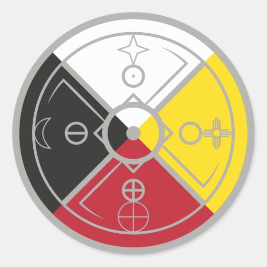 Medicine Wheel Ronde Sticker (Voorkant)