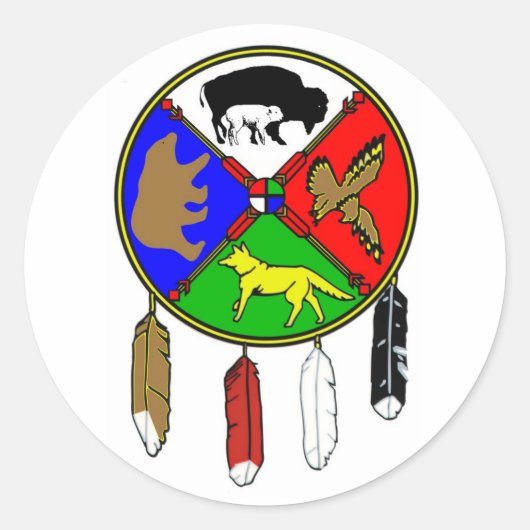 Medicine Wheel - White Buffalo Woman Ronde Sticker (Voorkant)