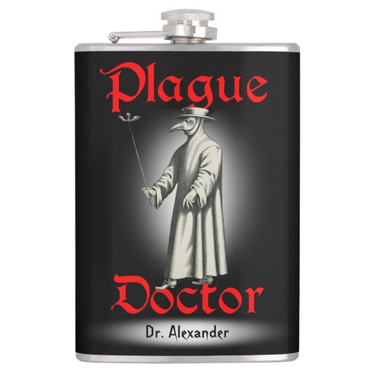 Medico Della Peste Plague Doctor Bird Beak Costuum Heupfles (Voorkant)