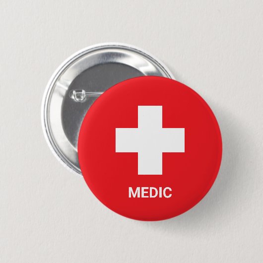 MEDICUS & Eerste Hulp, Kruis, Ambulance, Dokter Ronde Button 5,7 Cm (Voorkant /achterkant)