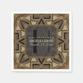 Mediev Art Deco Zwart Goud Bruiloft Jubileum Servet (Voorkant)