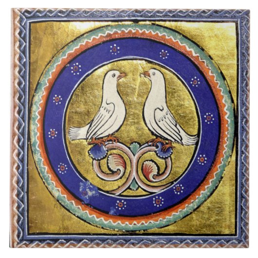 Medieval Aberdeen Bestiary Doves Ceramic Tegel Tegeltje (Voorkant)