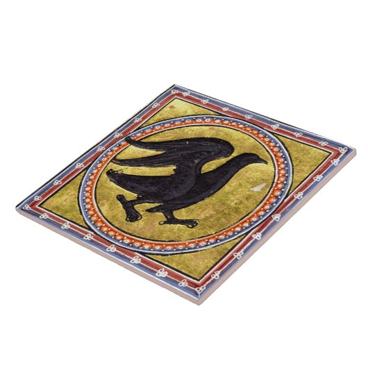 Medieval Aberdeen Bestiary Woodpecker Ceramic Tege Tegeltje (Zijkant)