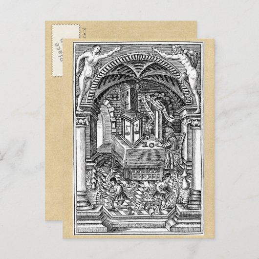 Medieval Alchemy en de Stone van Filosoof Briefkaart (Voorkant / Achterkant)