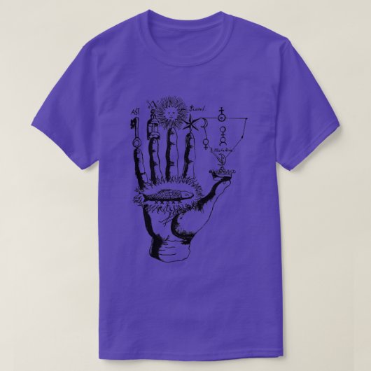 Medieval Alchemy Hand Symbolen T-shirt (Design voorkant)