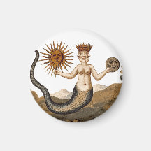 Medieval Alchemy Symbol - Merman met Sun en Moon