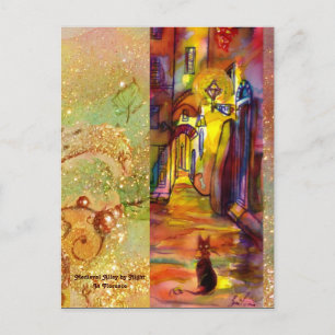 MEDIEVAL ALLEEN BIJ NACHT IN FLORENCE BRIEFKAART