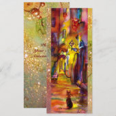 MEDIEVAL ALLEEN BIJ NACHT IN FLORENCE, rood geel Aankondiging (Voorkant / Achterkant)