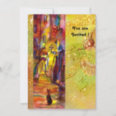 MEDIEVAL ALLEEN BIJ NACHT IN FLORENCE, rood geel Kaart (Voorkant)