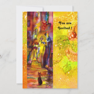 MEDIEVAL ALLEEN BIJ NACHT IN FLORENCE, rood geel Kaart