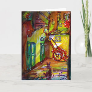 MEDIEVAL ALLEEN BIJ NACHT IN FLORENE MET ZWARTE CA FEESTDAGEN KAART
