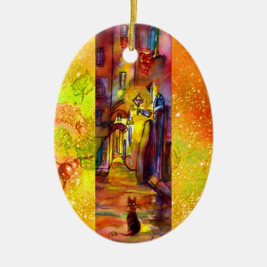 MEDIEVAL ALLEYS BIJ NACHT IN FLORENCE KERAMISCH ORNAMENT (Voorkant)