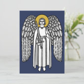 Medieval Angel Kerstmis Feestdagenkaart (Staand voorkant)