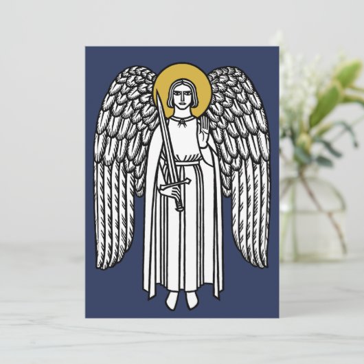 Medieval Angel Kerstmis Feestdagenkaart (Staand voorkant)