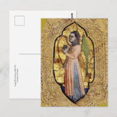 Medieval Angel met Harp Gold Renaissance Fine Art Briefkaart (Voorkant / Achterkant)