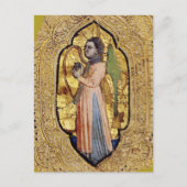 Medieval Angel met Harp Gold Renaissance Fine Art Briefkaart (Voorkant)