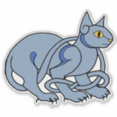 Medieval Art Celtic Knot Blue Cat Sticker (Voorkant)