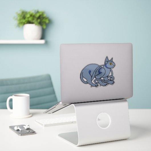 Medieval Art Celtic Knot Blue Cat Sticker (Laptop op bureau)
