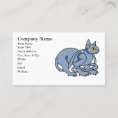 Medieval Art Celtic Knot Blue Cat Visitekaartje (Voorkant)