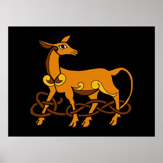 Medieval Art Celtic Knot Brown Deer Poster (Voorkant)
