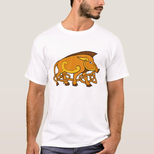 Medieval Art Celtic Knot Wild Boar T-shirt (Voorkant)