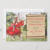 Medieval Banquet Invitation Jousting Horses Kaart (Voorkant)