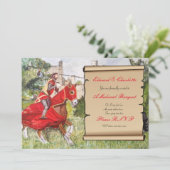 Medieval Banquet Invitation Jousting Horses Kaart (Staand voorkant)