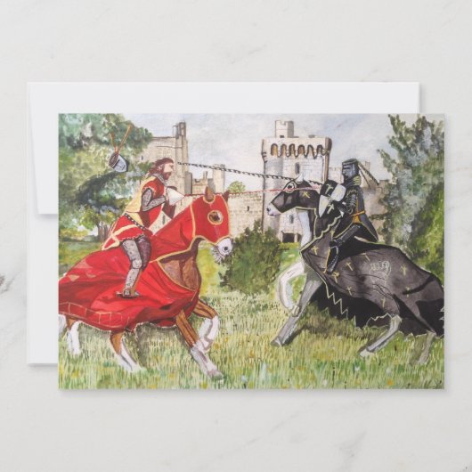 Medieval Banquet Invitation Jousting Horses Kaart (Achterkant)