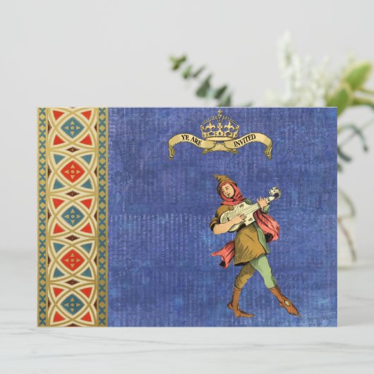 Medieval Bard Wedding Invites Kaart (Staand voorkant)