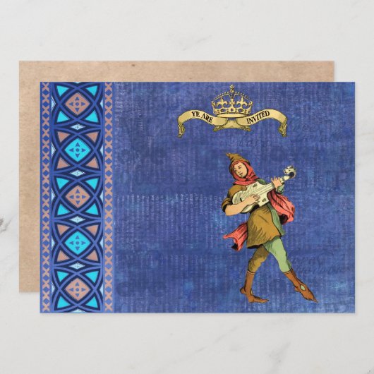 Medieval Bard Wedding Invites Kaart (Voorkant / Achterkant)
