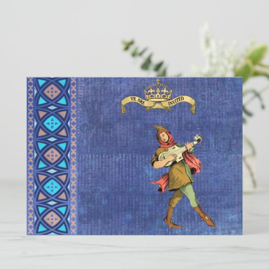 Medieval Bard Wedding Invites Kaart (Staand voorkant)