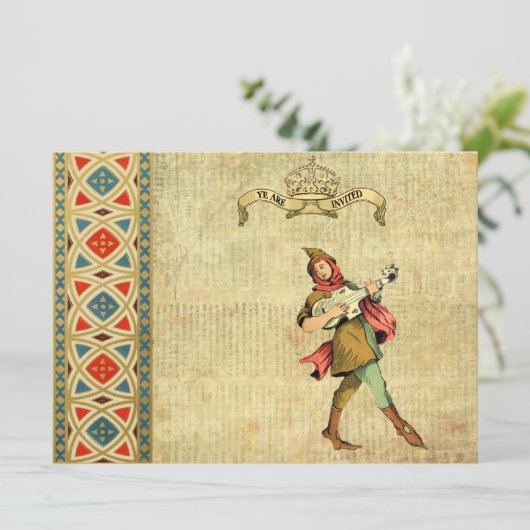 Medieval Bard Wedding Invites Kaart (Staand voorkant)