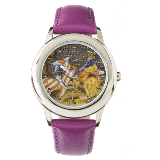 MEDIEVAL BATTLE, BESTRIJDENDE KNIGHTS HORSEBACK HORLOGE (Voorkant)