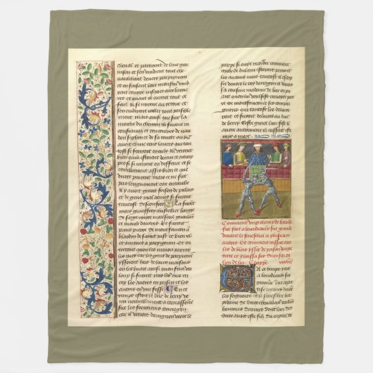 Medieval Battle Illuminated Manuscript Fleece Deken (Voorkant)