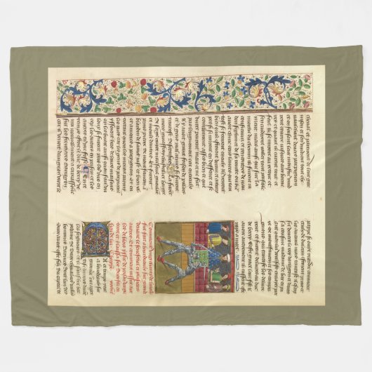Medieval Battle Illuminated Manuscript Fleece Deken (Voorkant (Horizontaal))