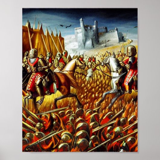 Medieval Battlefield AI Digital Art Poster #02 (Voorkant)