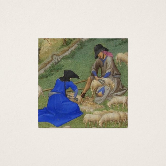 Medieval beeld van schapenhouderij vierkante visitekaartjes (Voorkant)