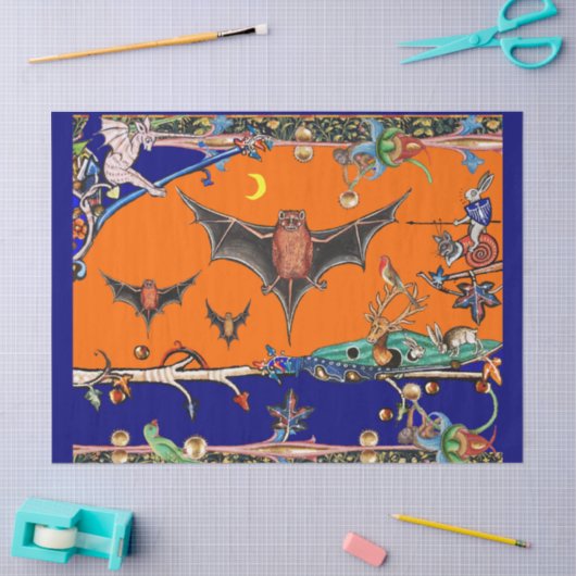 MEDIEVAL BESTIAIR, FLYBATS BOEST DIER Sinaasappel Tissuepapier (Craft)