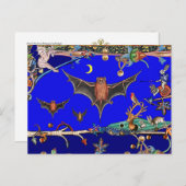 MEDIEVAL BESTIAIR, FLYBATS BOEST DIEREN Blauw Briefkaart (Voorkant / Achterkant)