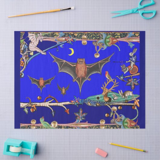 MEDIEVAL BESTIAIR, FLYBATS BOEST DIEREN Blauw Tissuepapier (Craft)